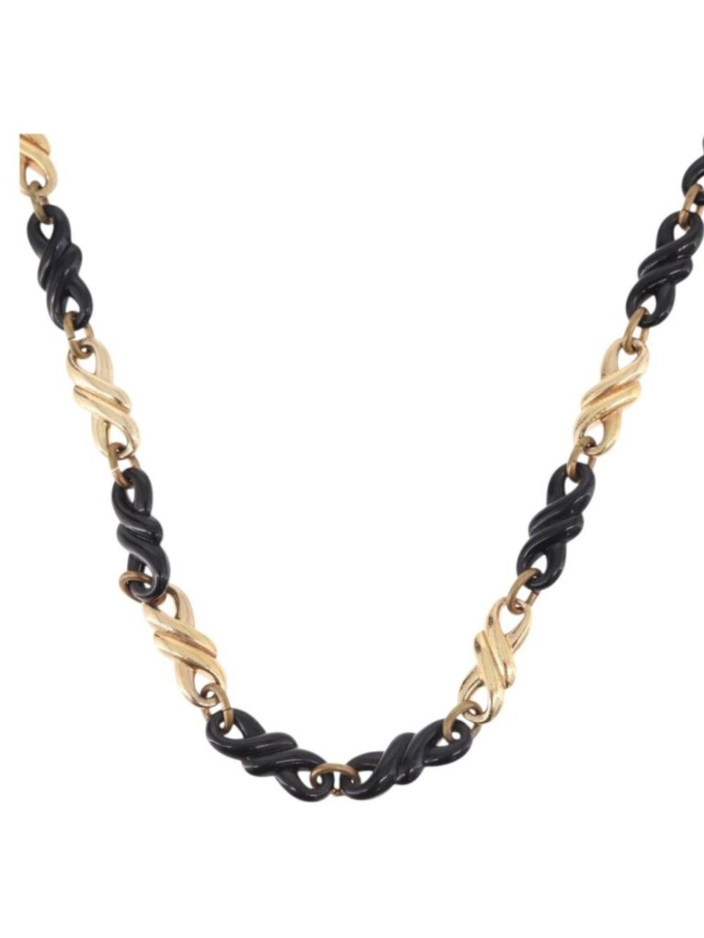 Christian Dior Chain Necklace Metal Black Gold